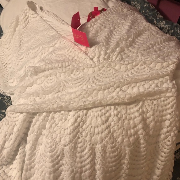 NWT Lily Pultizer Parigi Scalloped She’ll  Lace Maxi Dress XL Resort White - Picture 2 of 9